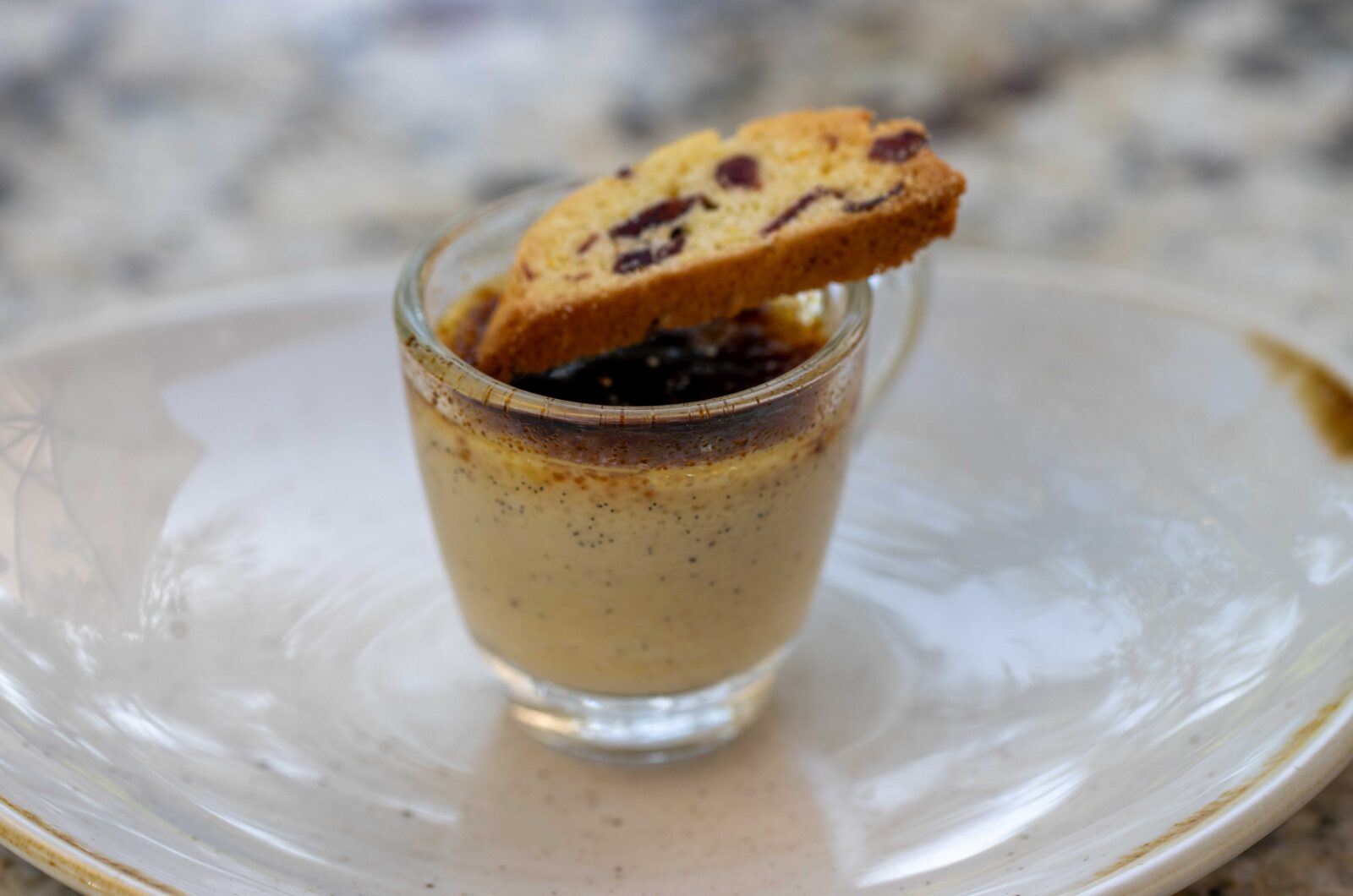 Pumpkin Crème Brûlée with Orange Cranberry Biscotti