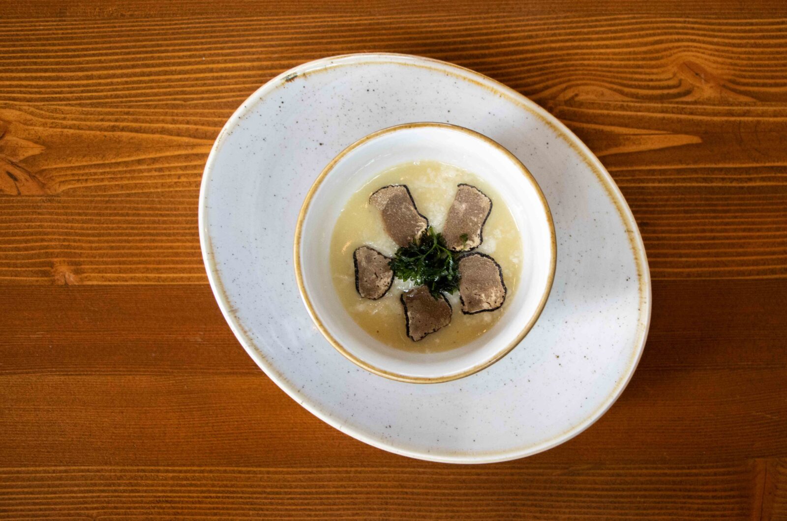 Potato Leek Soup with Pecorino and Truffles